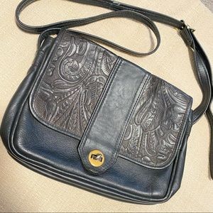 Vintage Black Leather Crossbody Purse